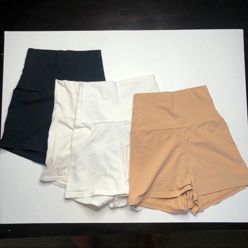 4 high waisted stretchy shorts